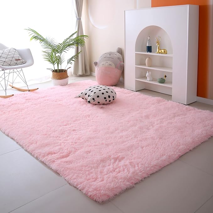 Pink Area Rug for Bedroom 6x9: Pink Rugs for Girls Room by CAIYUECS