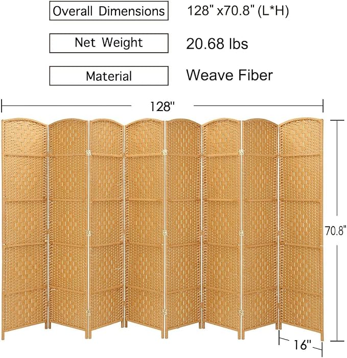 Rose Home Fashion Room Divider, 6 ft Tall Room Dividers and Folding Privacy - Image 3