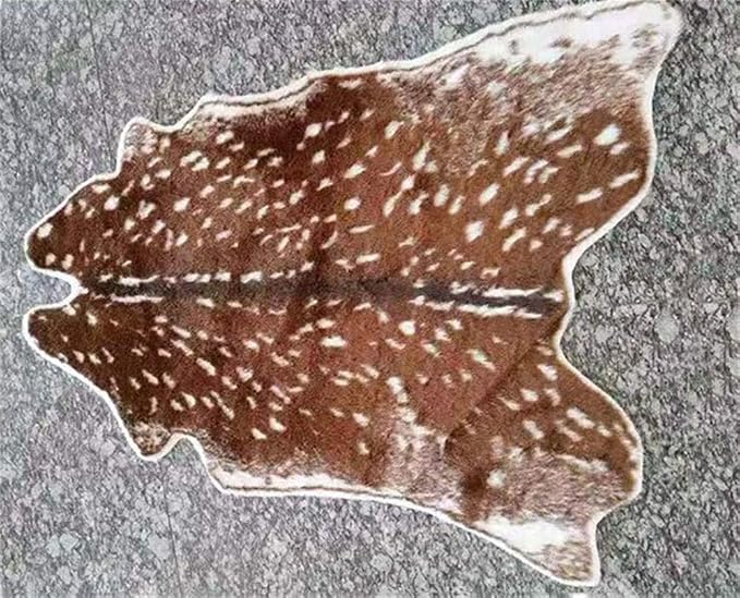 Faux Sika Deer Print Hide Rug Faux Fur Cowhide Area Rug Animals Print Mat Carpet - Image 4