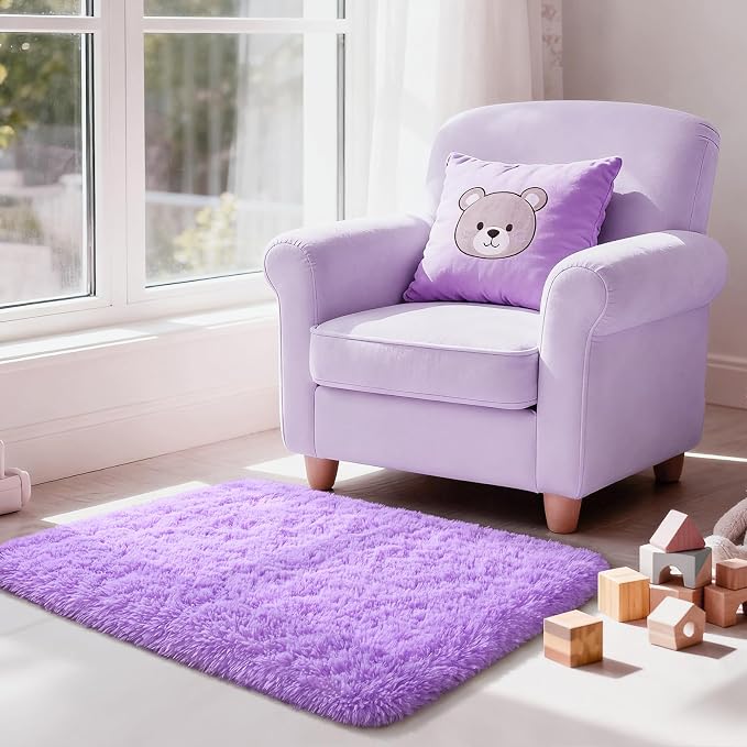 Merelax Fluffy Rug Shaggy Area Rug, Mini Fuzzy Plush Kids Bedside Rug, Soft - Image 6