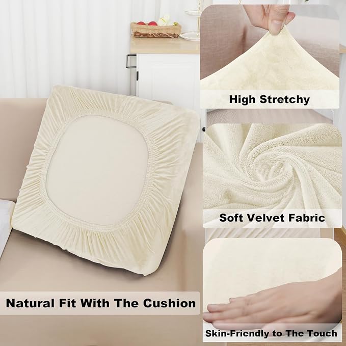 NAISI Sectional Couch Cover 3 Pieces Velvet Separate Couch Cushion Covers L - Image 3