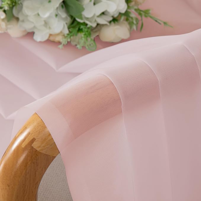 OWENIE Light Pink Sheer Curtains 63 Inch Length 2 Panels Set - Image 5