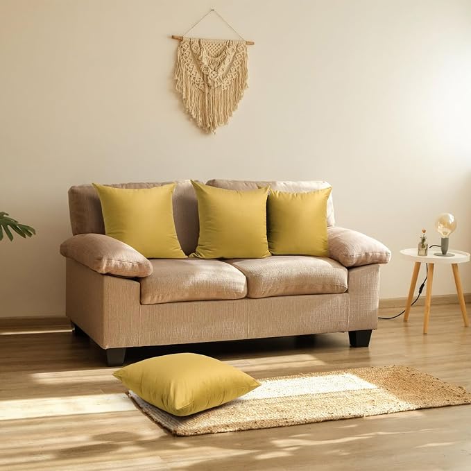 Thmyo 4-Pack 100% Cotton Comfortable Solid Decorative Throw Pillow Case Square - Image 3