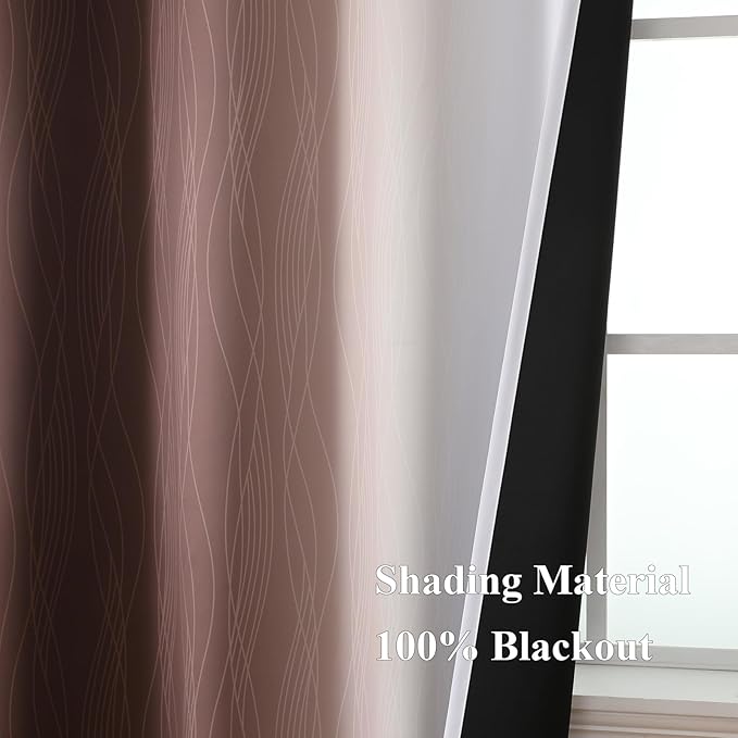 Estelar Textiler Brown and Greyish White Blackout Curtains 72 Inch Length 2 - Image 5