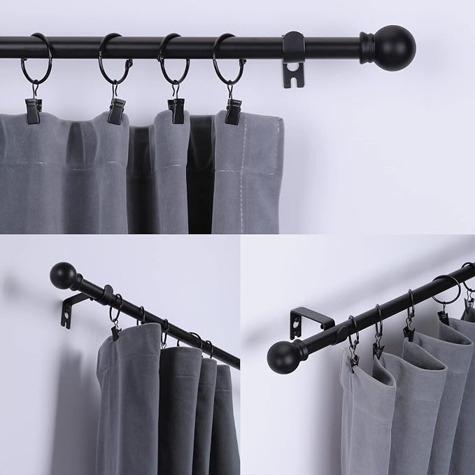 Thestoa 2 Pack Black Curtain Rods - Image 2