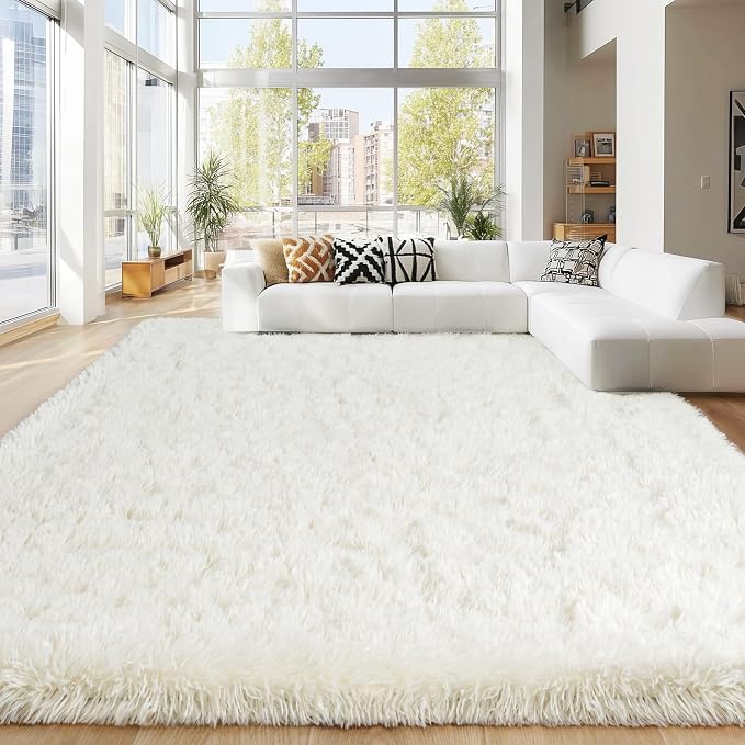 8x10 Area Rugs for Living Room Bedroom, Ultra Soft Fluffy Cream White Large Rug - Image 6