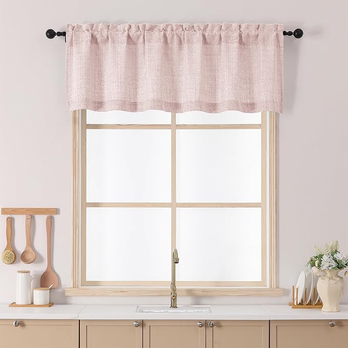 Chyhomenyc Blush Pink Valance for Windows, Light Filtering Textured Small by Chyhomenyc
