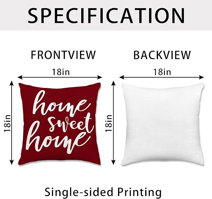 Hexagram Burgundy Geometric Pillow Covers 18x18 Set of 4, Decorative Outdoor - Image 3
