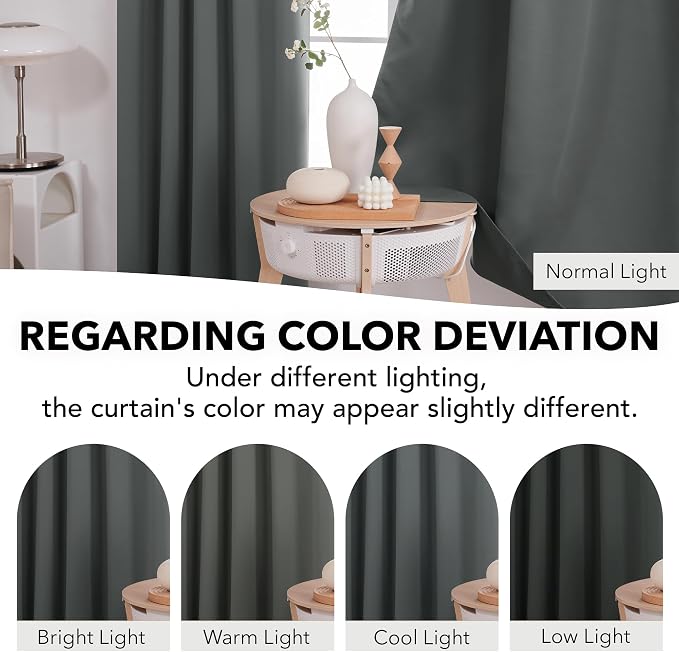 Deconovo Blackout Curtains, Thermal Insulated, W42 x L63 2 Panels, Back Tab - Image 6
