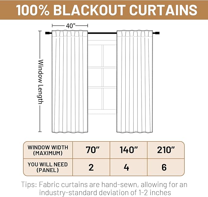 Yakamok Blackout Curtains Thermal Insulated Window Treatment Panels Room - Image 6