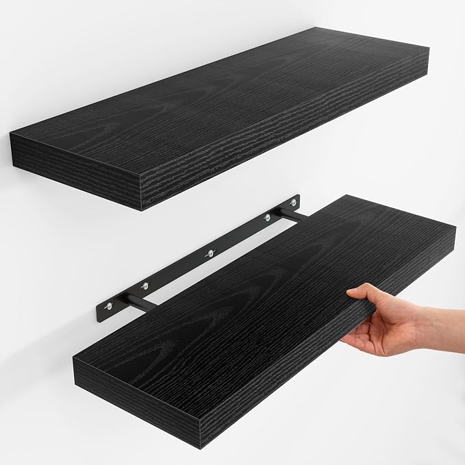 Fun Memories Floating Shelves for Wall, Rustic Wood Wall Mounted Shelves for by FunMemories