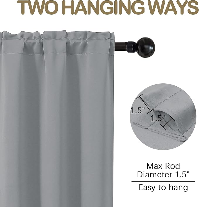 OVZME Silver Grey Blackout Curtains - Image 4
