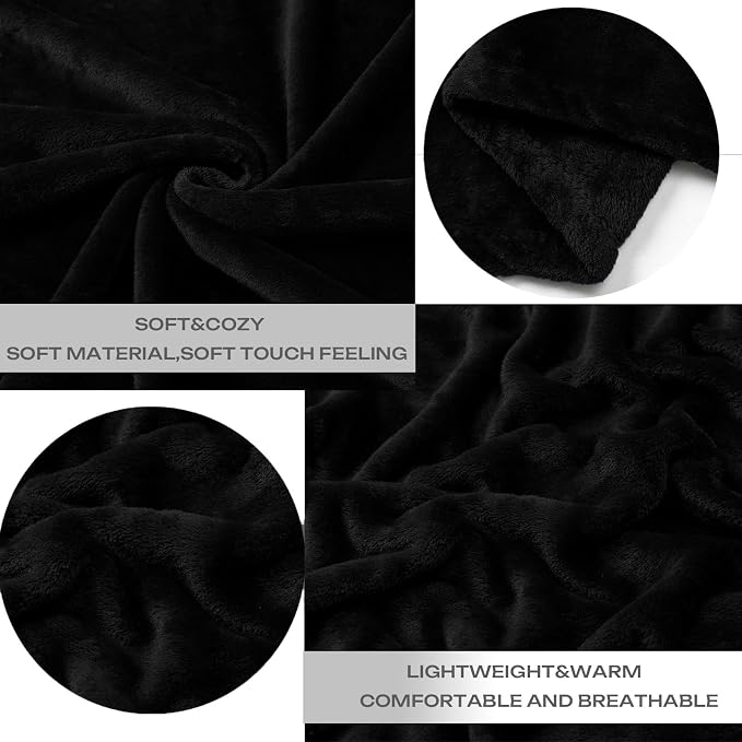JIAHANNHA Black Throw Blanket Fleece Blanket Throw Size, Super Soft Cozy Plush - Image 4