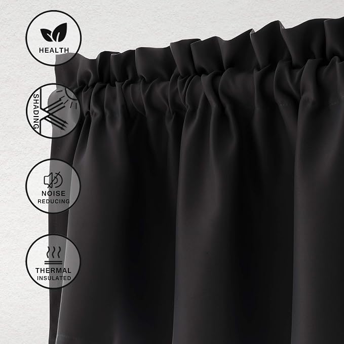 Hiasan Black Valance Curtains Blackout Rod Pocket Window Curtain Valances - Image 2