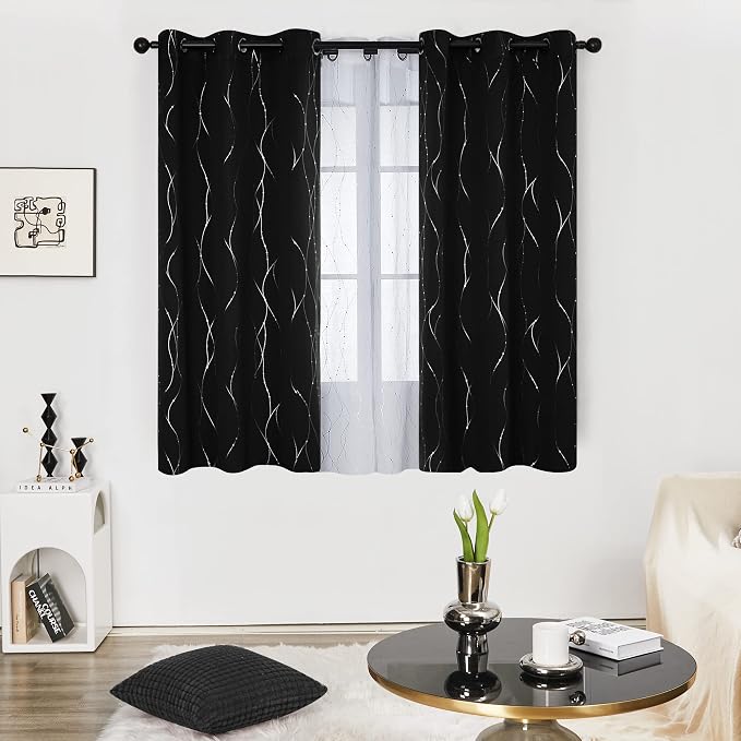 Deconovo Black Out Curtains for Kitchen, 42 x 54 Inch Length 2 Panels Set - Image 2
