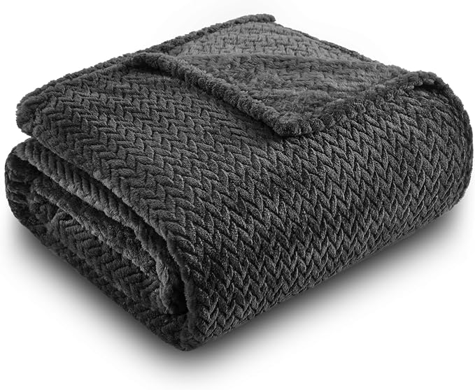NEWCOSPLAY Super Soft Throw Blanket Dark Grey Premium Silky Flannel Fleece - Image 9