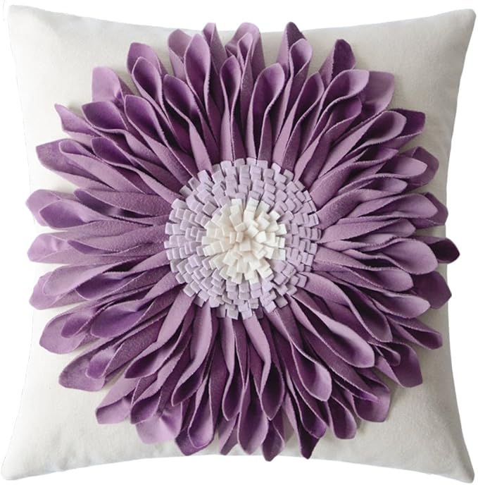 OiseauVoler Decorative Throw Pillow Covers 18x18 Inches 3D Flower Cushion Cases by OiseauVoler