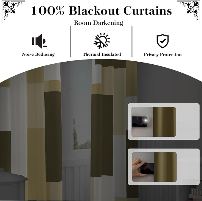 Tyrot Beige 100% Blackout Curtains - Image 3