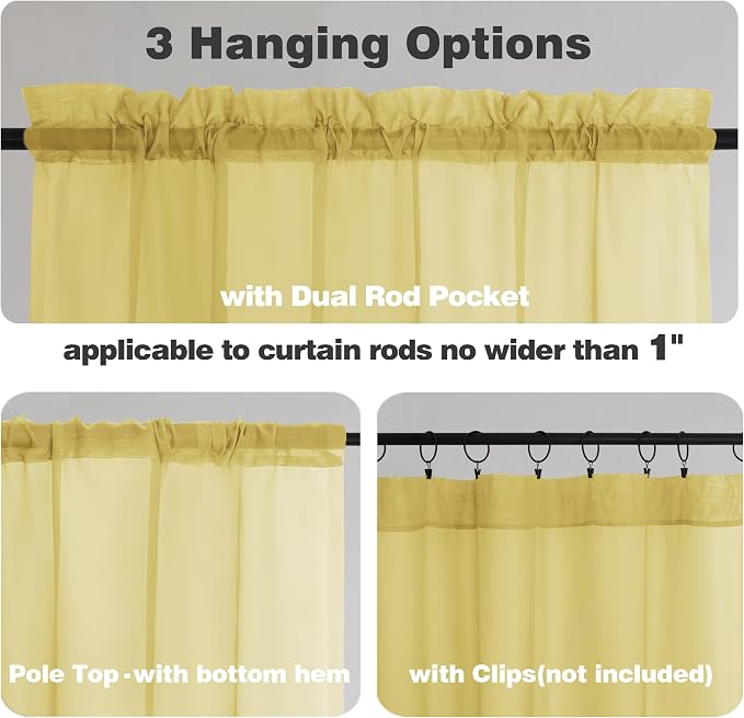 Chyhomenyc Mustard Yellow Sheer Curtains 78 Inches Long - Image 7