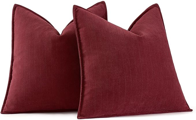 MIULEE Pack of 2 Burgundy Decorative Pillow Covers 16x16 Inch Soft Chenille - Image 7