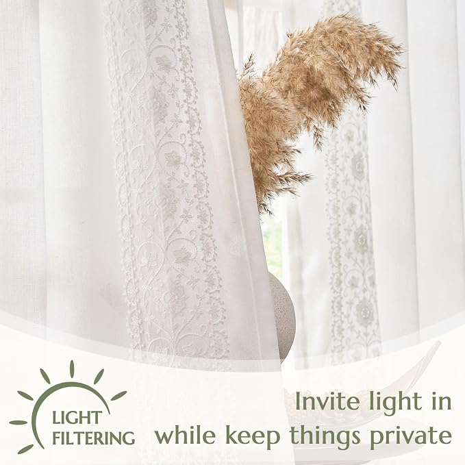 jinchan Weslie White Linen Curtains - Image 6