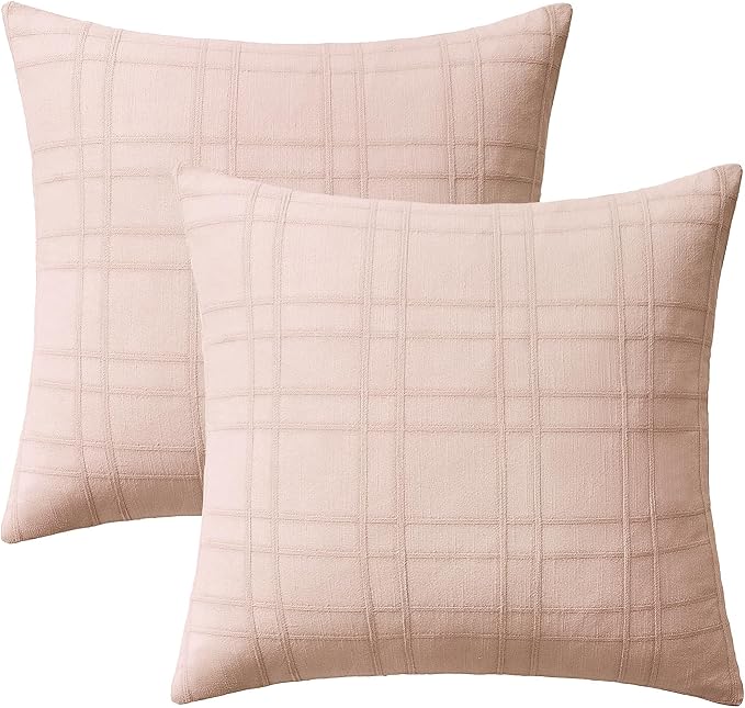 MIULEE Decorative Linen Check Euro Shams Throw Pillow Covers Neutral Farmhouse - Image 8