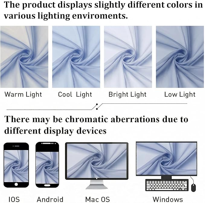 Lecloud Denim Blue Sheer Curtains 84 Inches Long 2 Panels, Light Filtering - Image 7