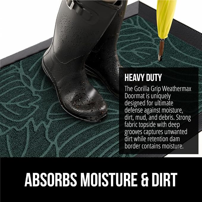 GORILLA GRIP 100% Waterproof All-Season WeatherMAX Doormat, US Designed Natural - Image 5