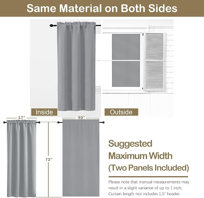 OVZME Silver Grey Blackout Curtains - Image 2