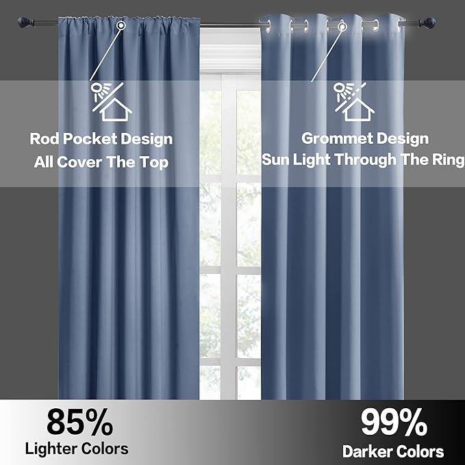 RYB HOME Blackout Curtains for Bedroom Living Room 63 inches Long, Thermal - Image 7