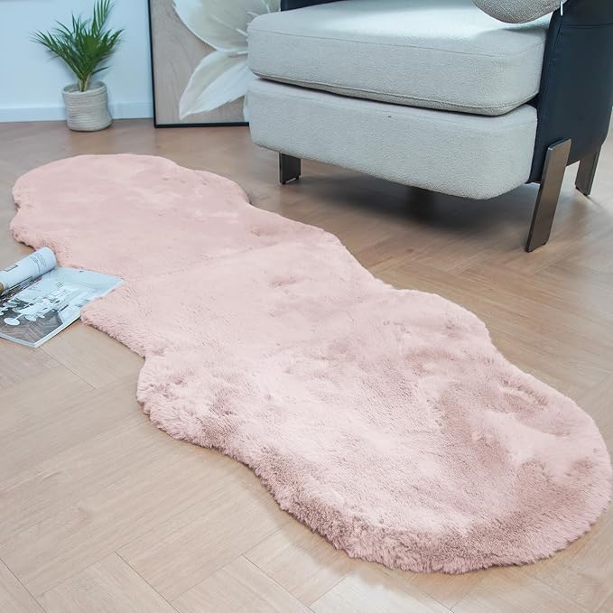 Latepis Light Pink Runner Rugs for Bedroom Girls 2x6 Non-Slip Washable Bedside by Latepis