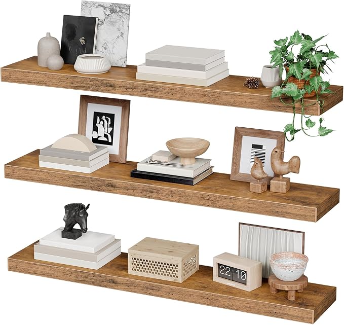 RALGEND Floating Shelves for Wall, 1.5" Thick Wall Shelf Set of 3 - Image 9