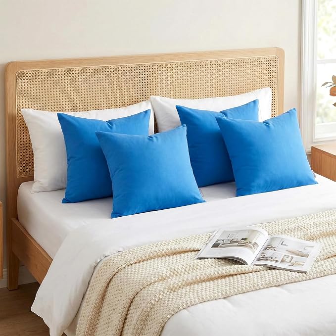 4-Pack 100% Cotton Comfortable Solid Decorative Throw Pillow Case, Thmyo Square - Image 3