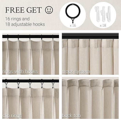 102 Inches Long Oatmeal Colored Pinch Pleat Sheer Curtains - Image 2