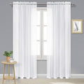 DWCN White Sheer Curtains Semi Transparent Voile Rod Pocket Curtains by DWCN