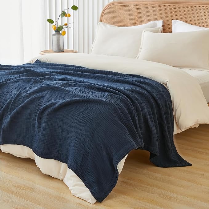 EMME Cotton Muslin King Blanket Big Oversized Bed Layering Bedspread Coverlet - Image 2