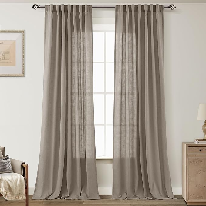 Taupe Linen Curtains 84 inches Long by Jolilight