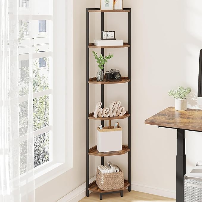 Hzuaneri Corner Shelf Stand, Corner Bookshelf, Storage Standing Shelf Unit - Image 4