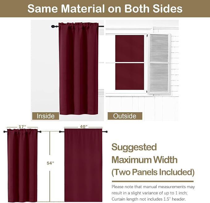 OVZME Christmas Burgundy Blackout Curtains - Image 2