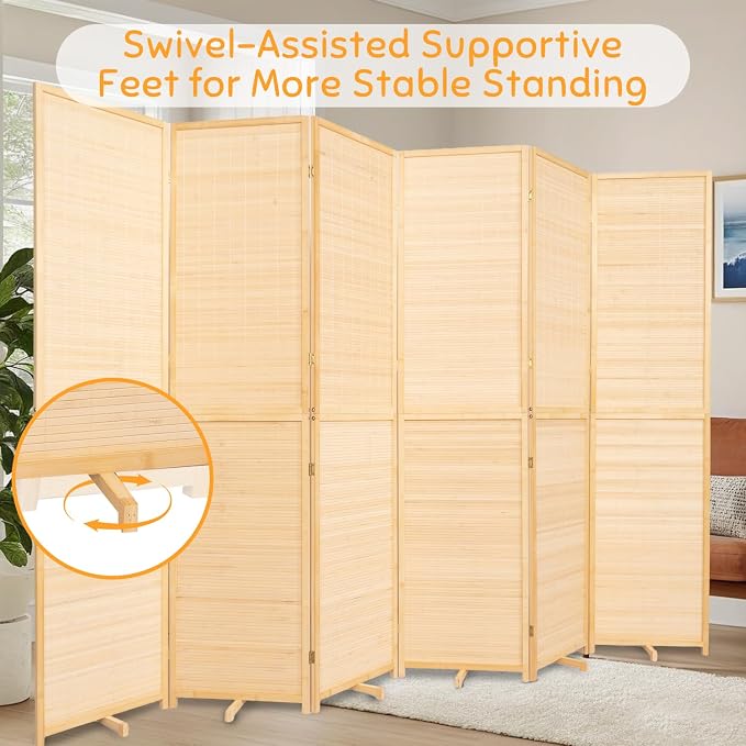 Bamboo Room Divider Folding Privacy Screens, Wall Divider - Image 6
