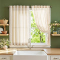 jinchan Winslow Linen Curtains 45 Inch Length Small Window Curtains Embroidered by JINCHAN