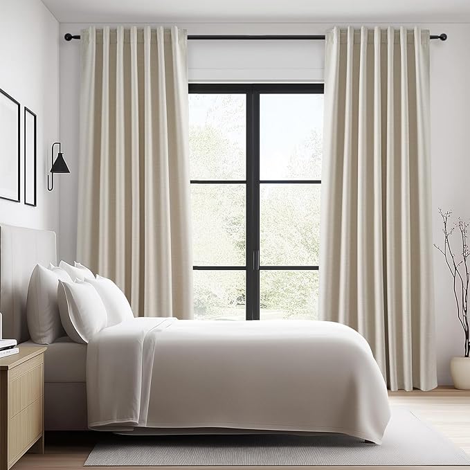 Topfinel 94 Inches Long Tan Colored Custom Blackout Linen Curtains, Internet - Image 7
