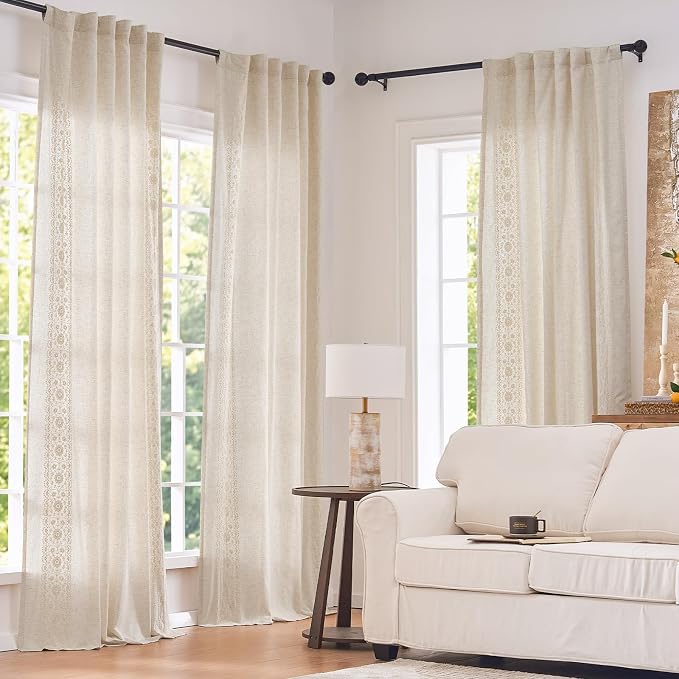 jinchan Weslie Boho Lined Linen Curtains - Image 2