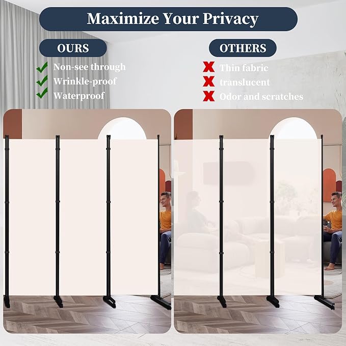 Room Divider Folding Privacy Screens W/Lockable Wheels - Image 4
