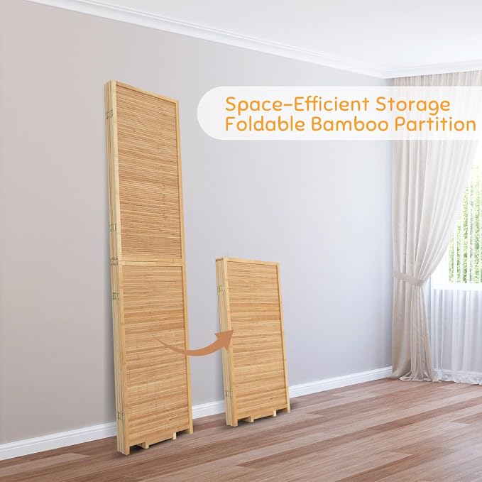 Bamboo Room Divider Folding Privacy Screens, Wall Divider - Image 4