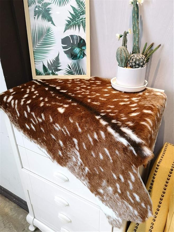 Faux Sika Deer Print Hide Rug Faux Fur Cowhide Area Rug Animals Print Mat Carpet - Image 6