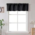 Gwine Black Valance for Windows, Light Filtering Faux Linen Textured Kitchen by Gwine