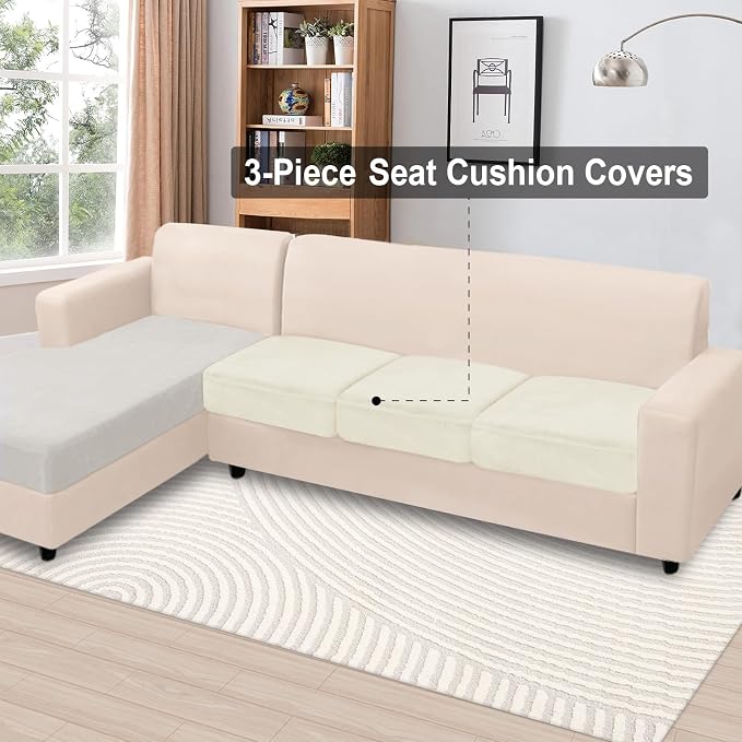 NAISI Couch Cushion Covers 3 Pieces Velvet Stretch Sofa Seat Covers or Backrest - Image 2