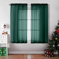 OVZME Hunter Green Sheer Curtains 63 Inches Long 2 Panels by OVZME