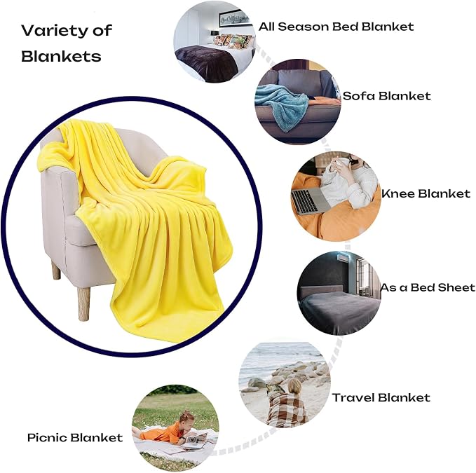 JIAHANNHA Yellow Throw Blanket Fleece Blanket Throw Size, Super Soft Cozy Plush - Image 6